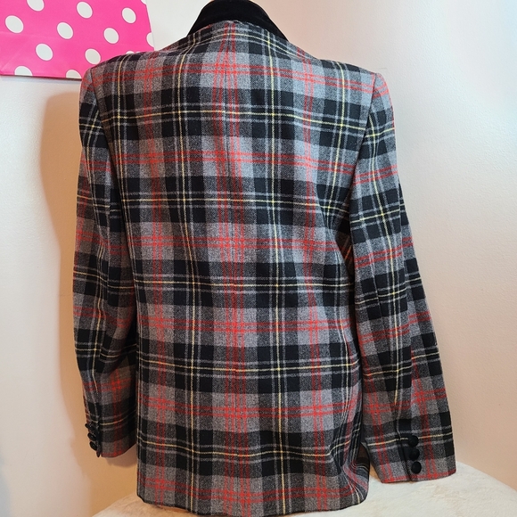 VTG Pendleton Plaid Wool & Velvet Blazer Jacket Women's Size 14 - Picture 4 of 7